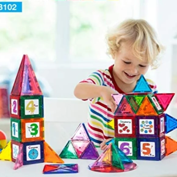 New Picasso Tiles 102 Piece Magnetic Building Tile Sed-3D Magnetic Puzzle-Sealed - Picture 6 of 9